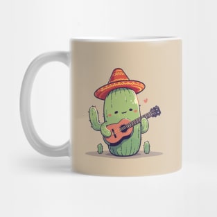 Sombrero Cactus Playing Guitar. Spook Cute Mariachi Monster. Mug